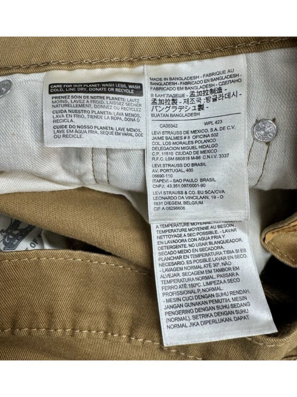 Levis 502 Jeans Men’s 29x32 Khaki Tan Regular Taper Fit White Tab Stretch Pants - Picture 4 of 10